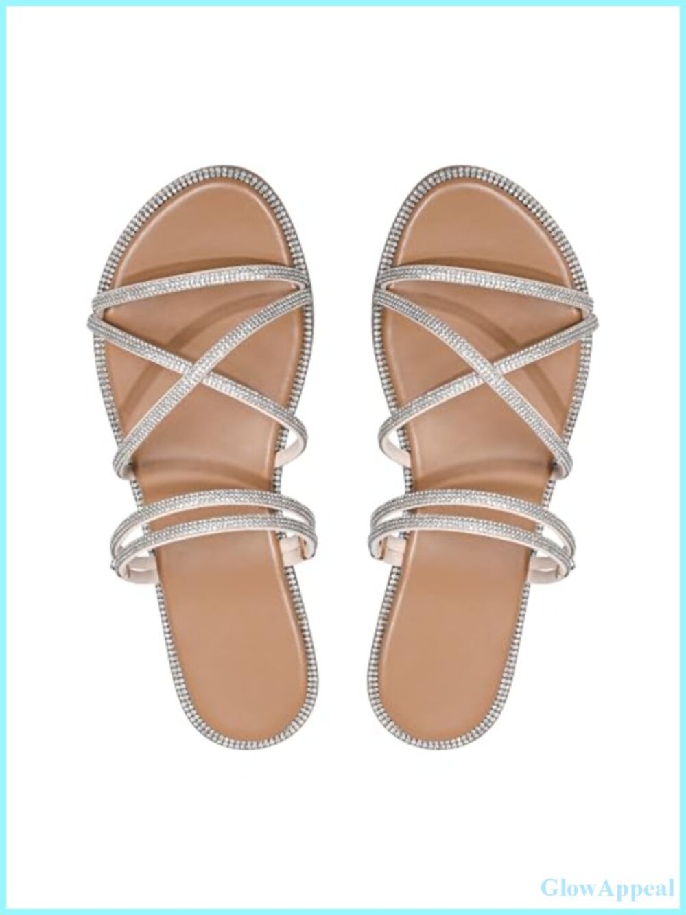 Sksshion Women's Glitter Rhinestone Slide Sandals Slip On Flat